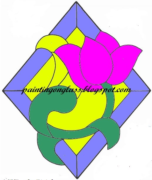 Stained Glass Graceful Tulips Pattern painting on glass