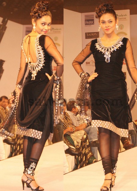 Velvet Salwar with Deep Back Neck - Indian Dresses