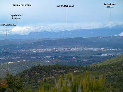 La Serra del Verd, el Cadí i el Pedraforca des de la Serra de Vallhonesta La Serra del Verd, el Cadí i el Pedraforca des de la Serra de Vallhonesta