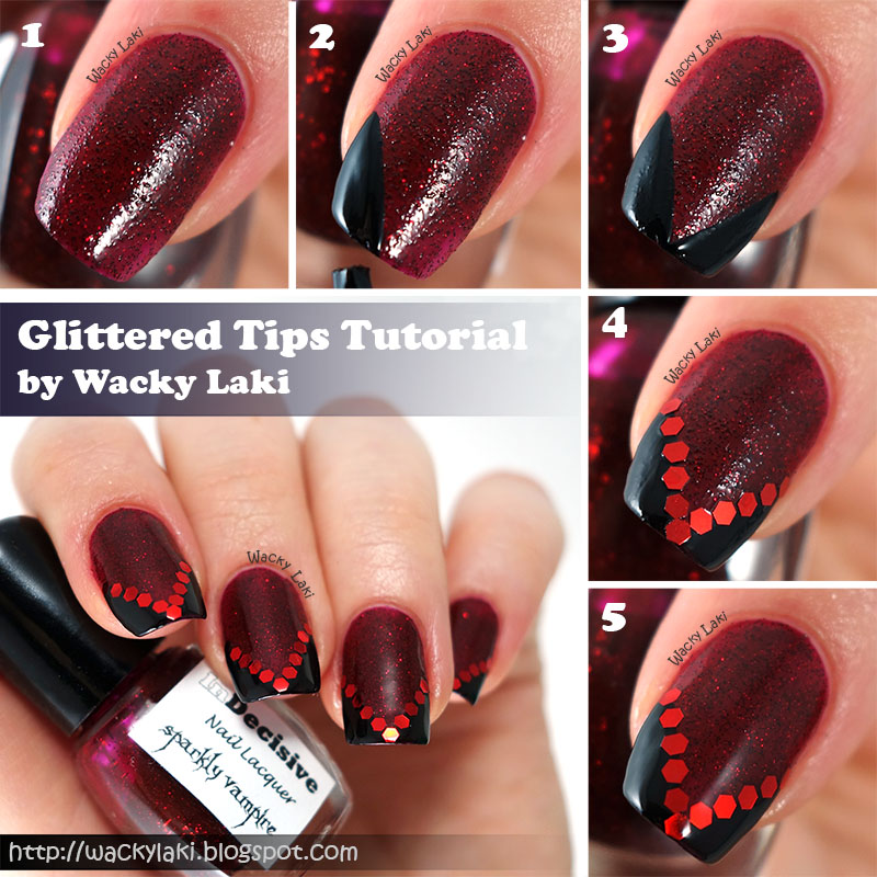 Wacky Laki: Nail Art Tutorial: Sparkly Vampire Tips Instructions: - Wacky Laki: Nail Art Tutorial: Sparkly Vampire Tips