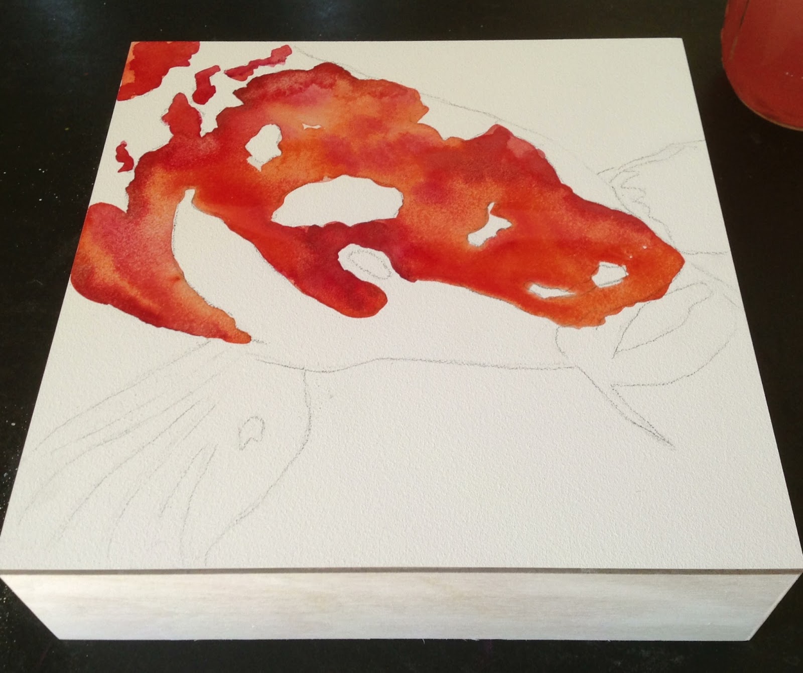 Kellie Chasse Fine Art "Koi" Watercolor on 8x8 Clayboard