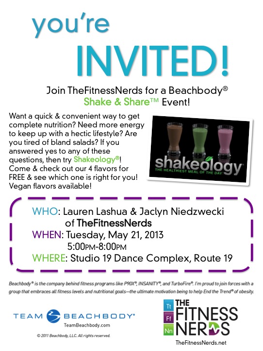 the fitness nerds its a shake share event shakeology shake and share flyer