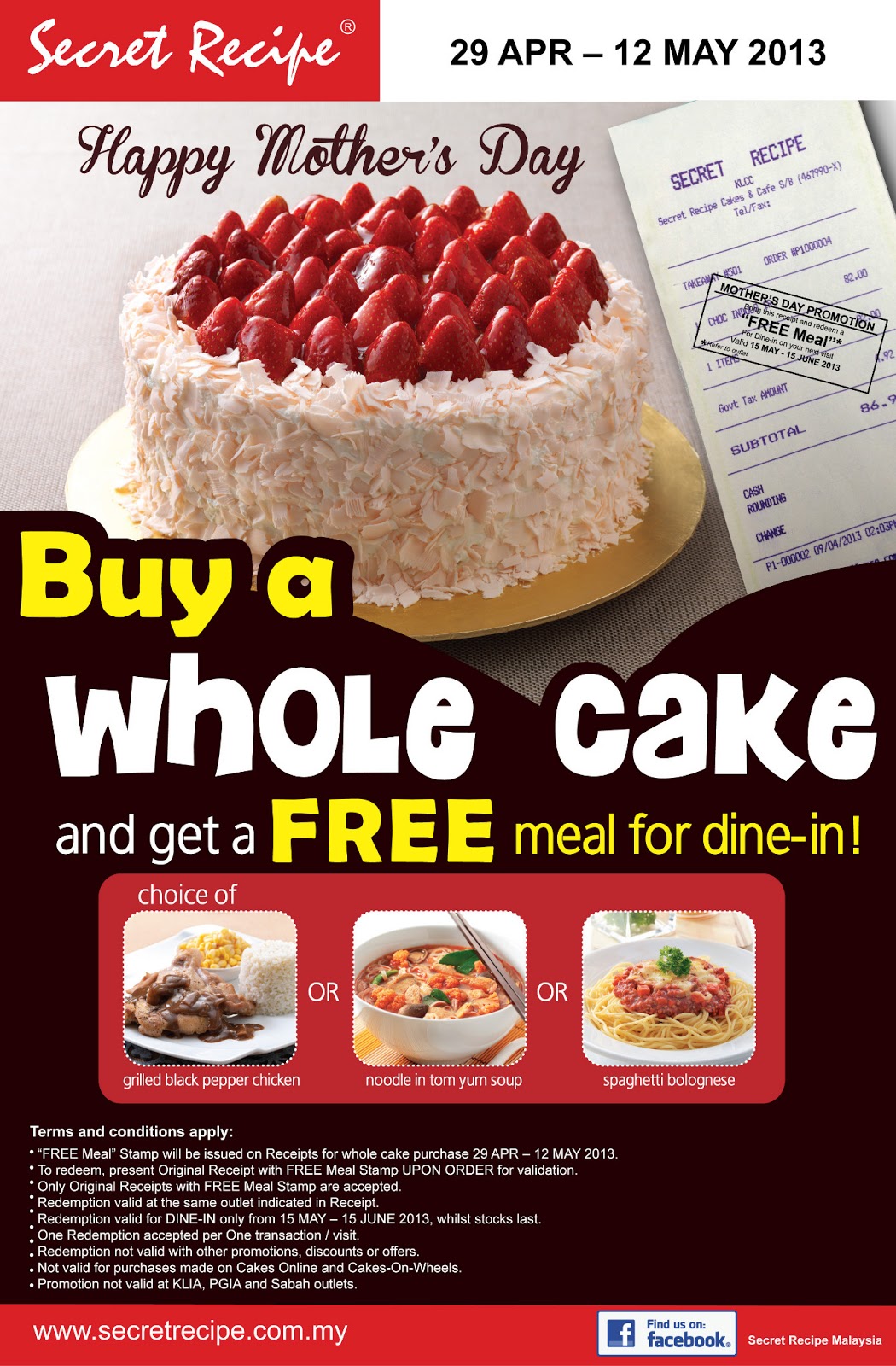 I Love Freebies Malaysia: Promotions > Secret Recipe Mother's Day FREE
