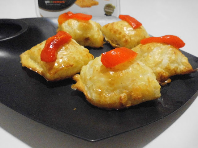 Cuadraditos de mejillón y salmón al albariño