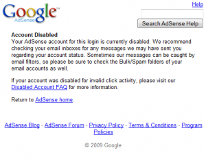 google adsense dibanned