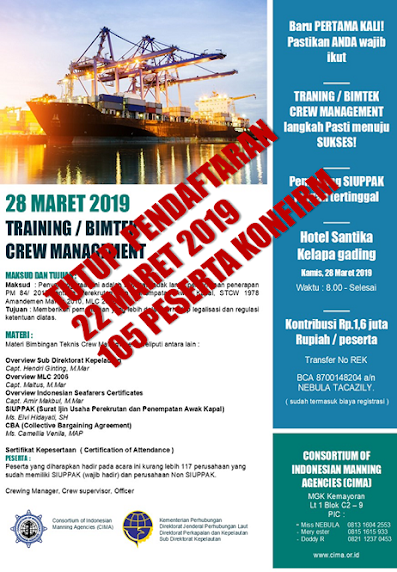 WAJIB diikuti MANNNING AGENT - Training/ BIMTEK "CREWING MANAGEMENT"