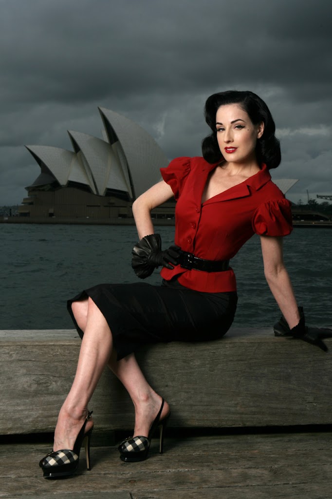 Dita Von Teese Short Leather Gloves Sydney Opera House