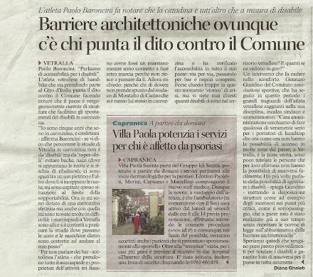 BARRIERE ARCHITETTONICHE AVUNQUE S'E' CHI PUNTA IL DITO CONTRO IL COMUNE