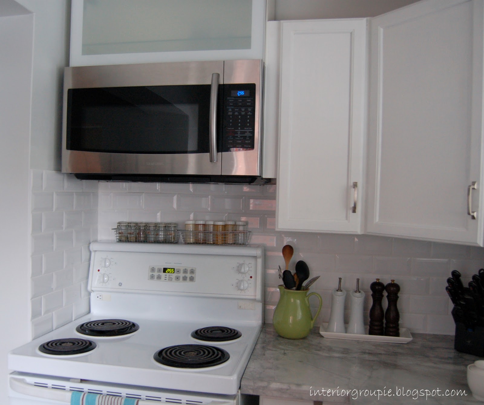 Interior Groupie Kitchen continued...microwave and backsplash