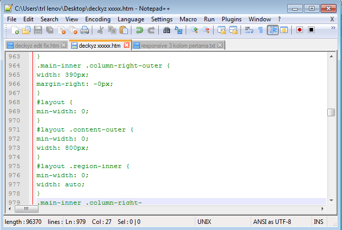 Tampilan notepad++ ketika edit template Tampilan notepad++ ketika edit template