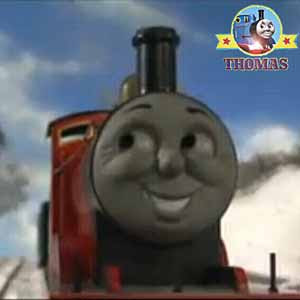 Thomas the train tickled pink James the big red engine the best Christmas winter snow slide ever