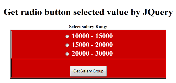 jquery radio button selected value