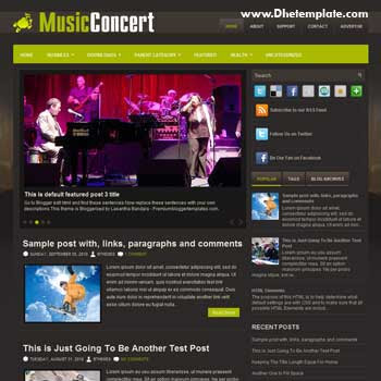Music Concert blog template. template image slider blog. magazine blogger template style. music template for blogger