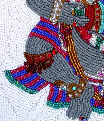 Janet Dann, bead embroidery, ganesh, knee detail