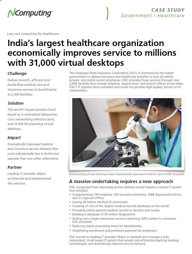 India’s largest healthcare organization economically improves service to millions with 31,000 virtual desktops