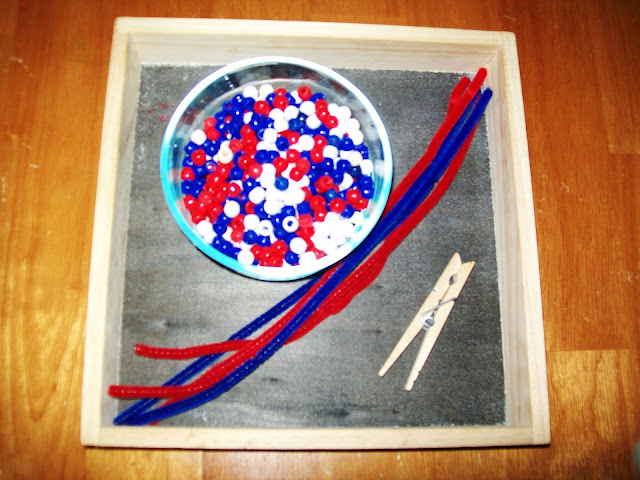 Stringing Red, White, & Blue Beads