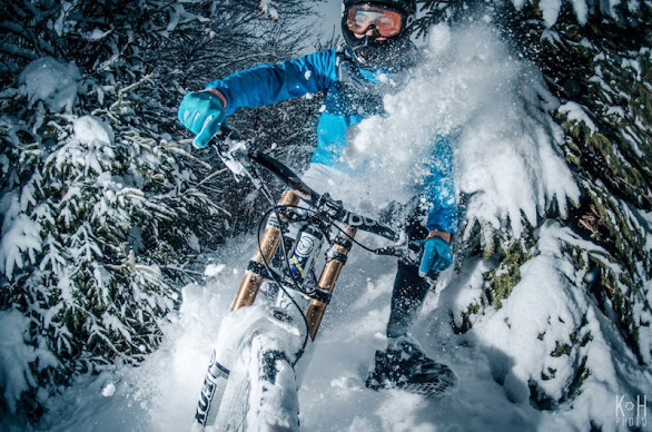 mountain biking in snow