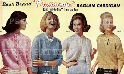 1960's free knitting Patttern - Raglan Cardigan 1960's free knitting Patttern - Raglan Cardigan