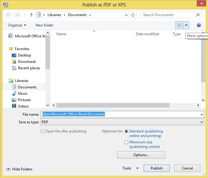 save as pdf and xps for word 2013