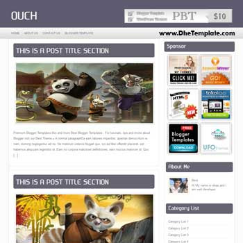 Ouch blogger template with 3 column footer blogger template