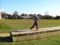 wooden obstacles in play park