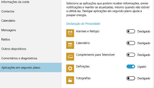 Aplicativos a correr em segundo plano do windows 10 Aplicativos a correr em segundo plano do windows 10