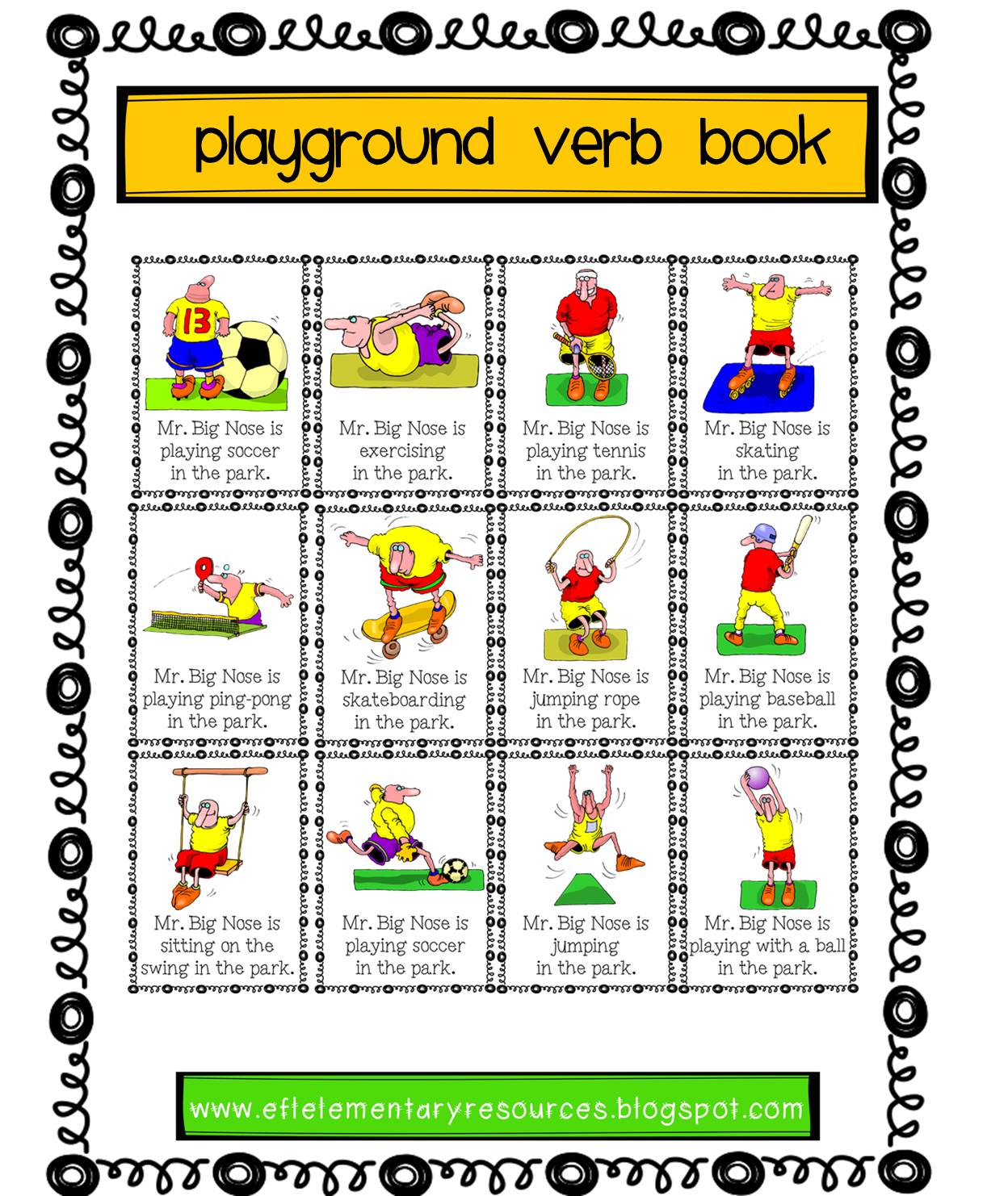 EFL Elementary Teachers Playground, Recess, Park Verbs