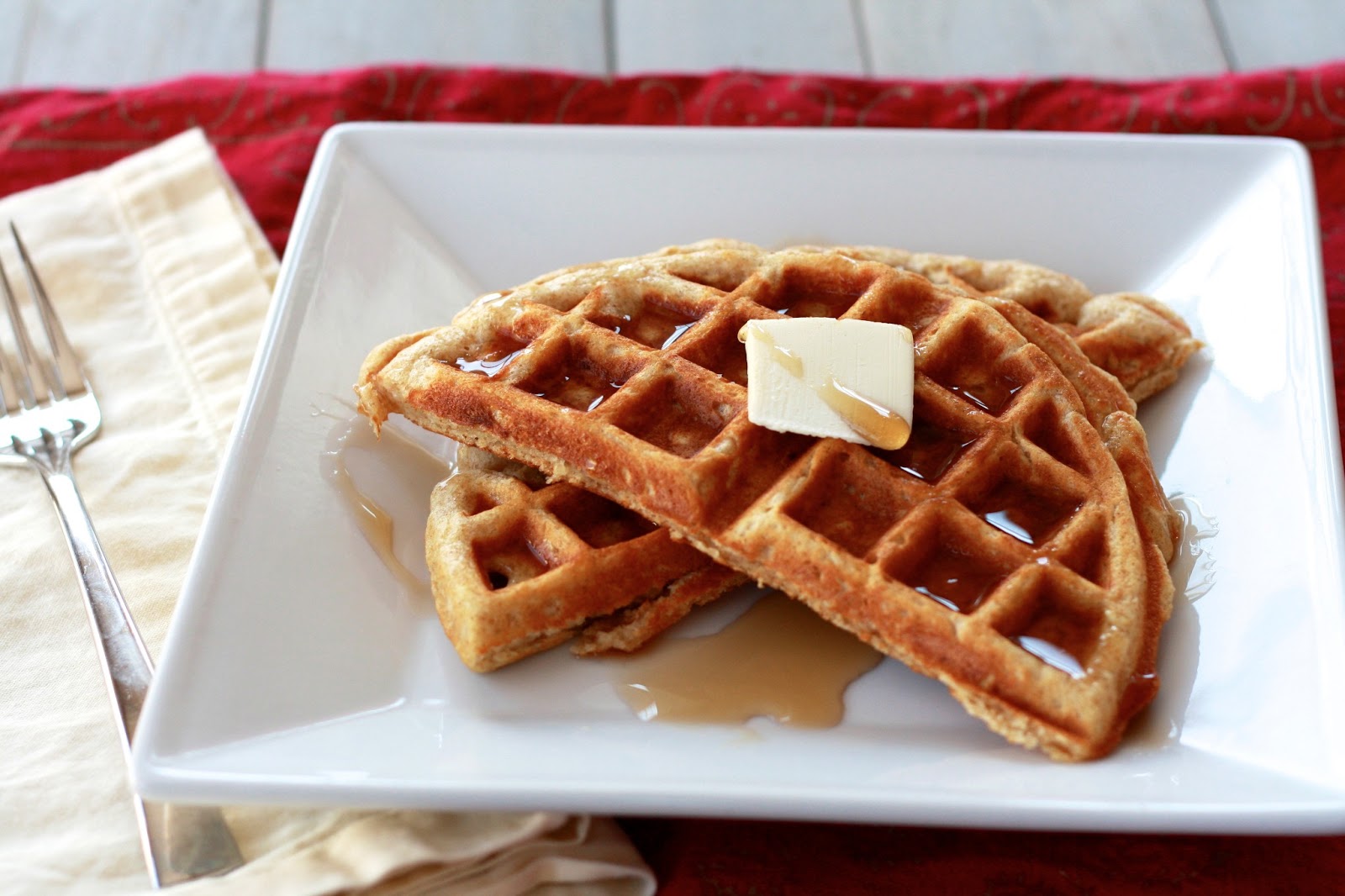 Whole Wheat Oatmeal Yogurt Waffles