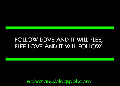 Follow love and it will flee