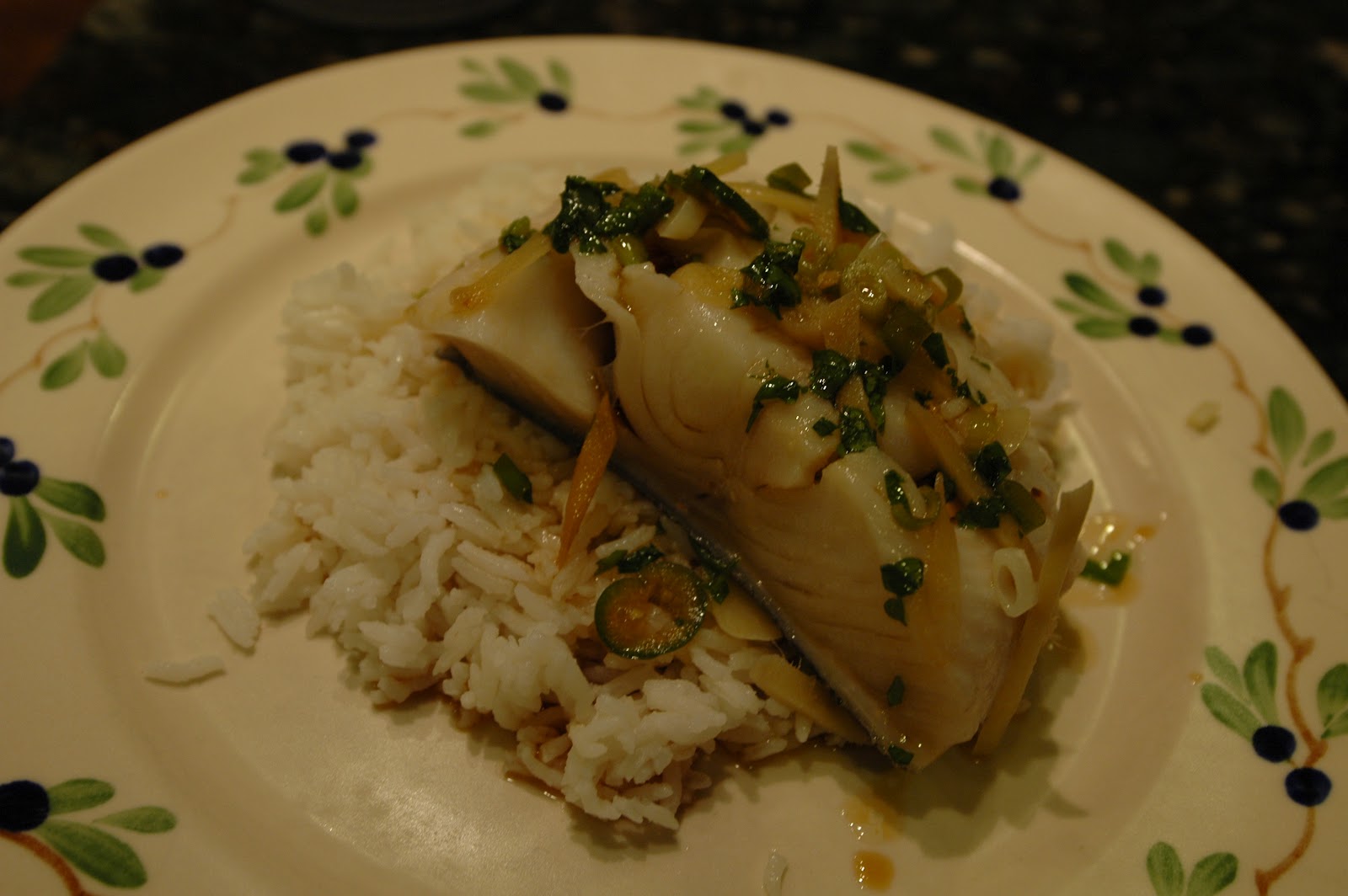 Sue's Kitchen Digest Steamed Black Cod with SoyChile Sauce