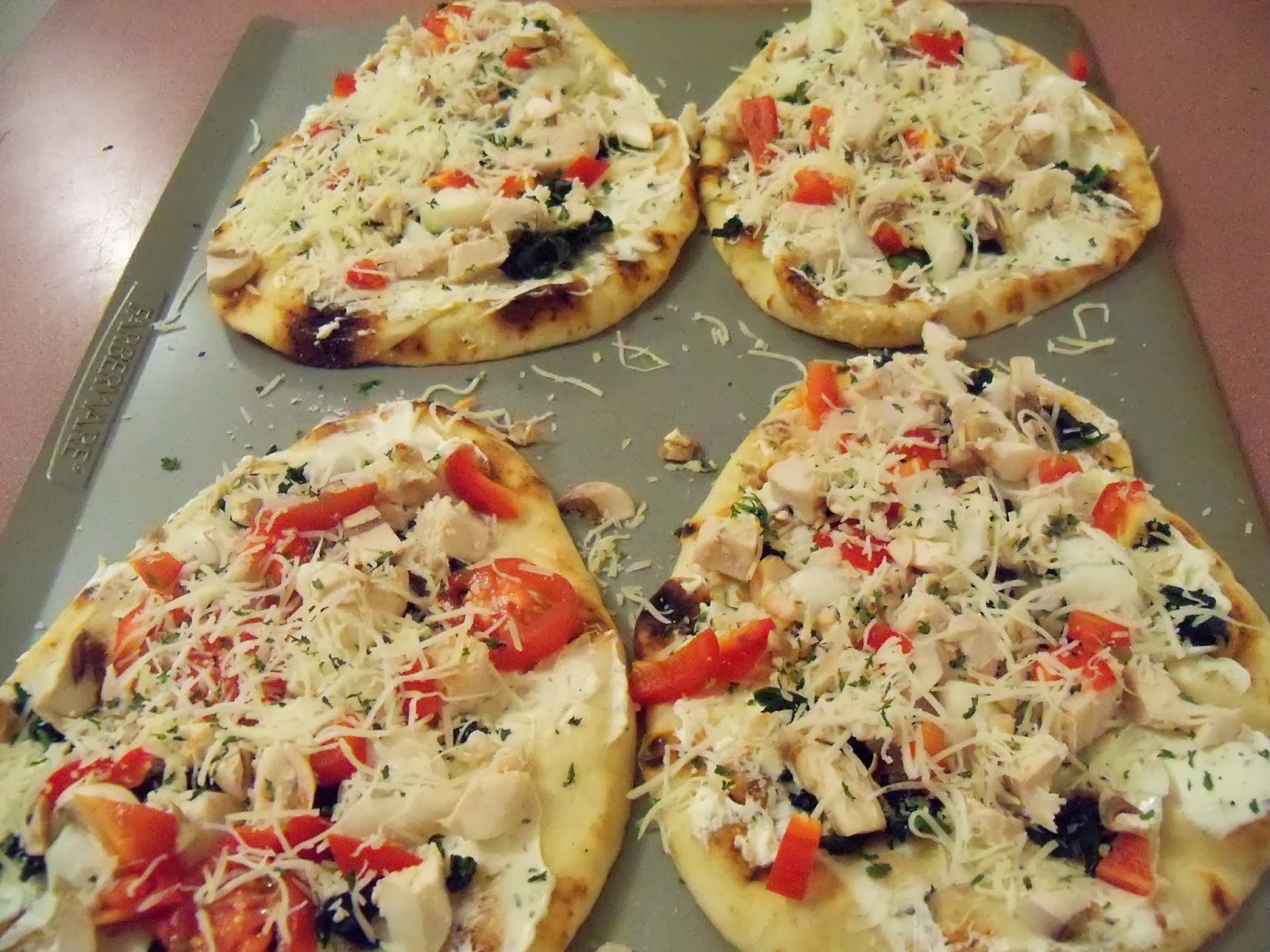 The Blue Spotted Owl Naan Chicken Alfredo Pizza