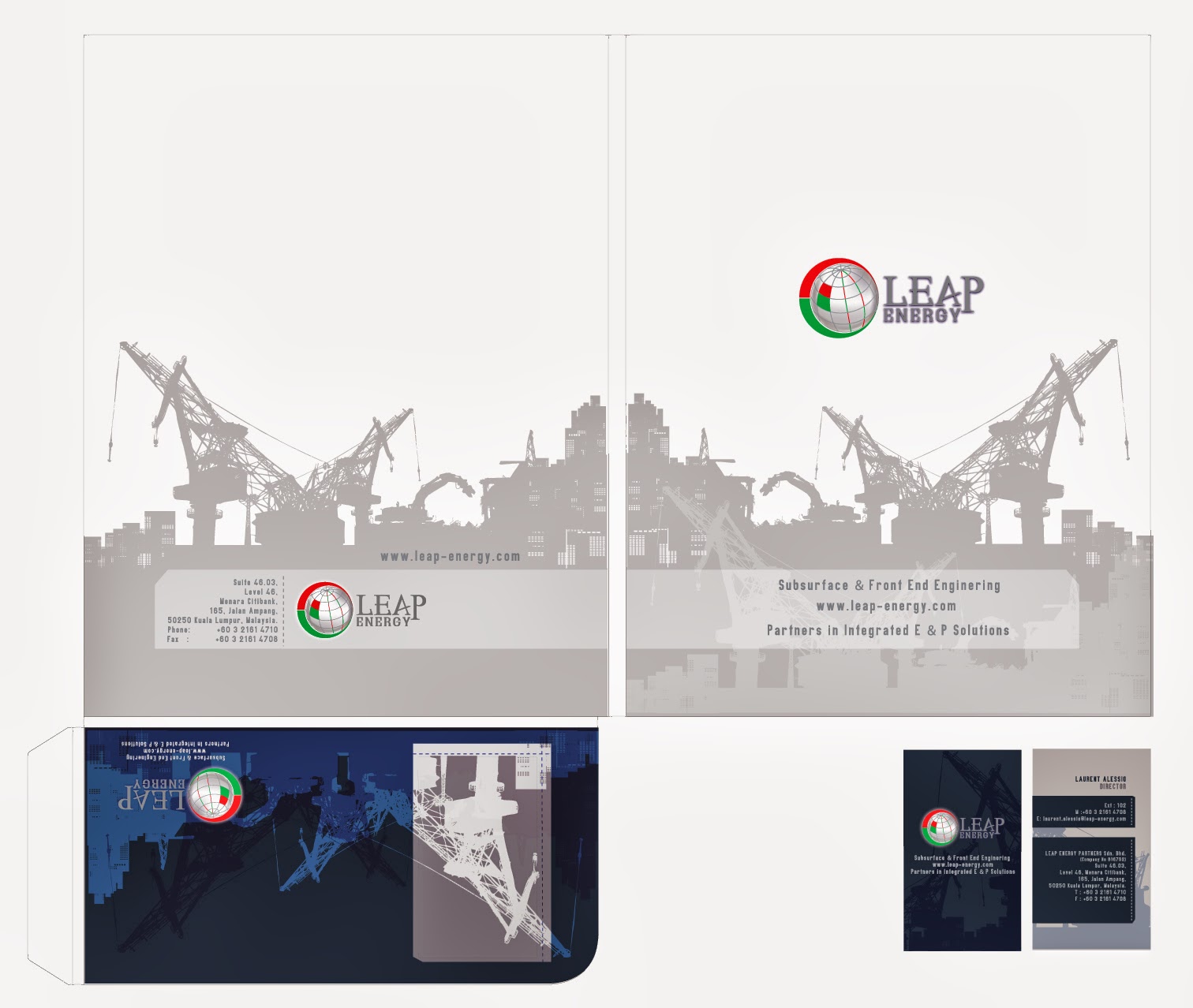 K's design Leap Energy business card & file folder