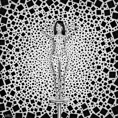 Less is More by Ben Heine (Chaos, Big Bang...) - Black stickers on model, Artwork by Ben Heine 