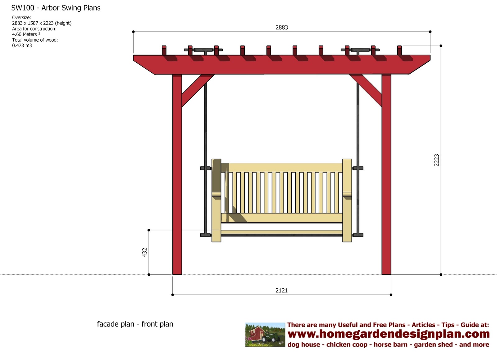 home garden plans: SW100 - Arbor Swing Plans - Swing Woodworking Plans 