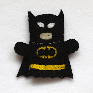 Batman felt fingerpuppet, handmade by Joanne Rich.