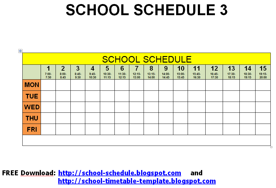 class timetable template free