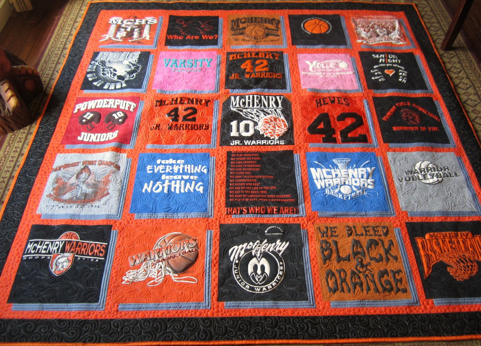 Sue Daurio's Quilting Warrior Pride Tshirt Quilt