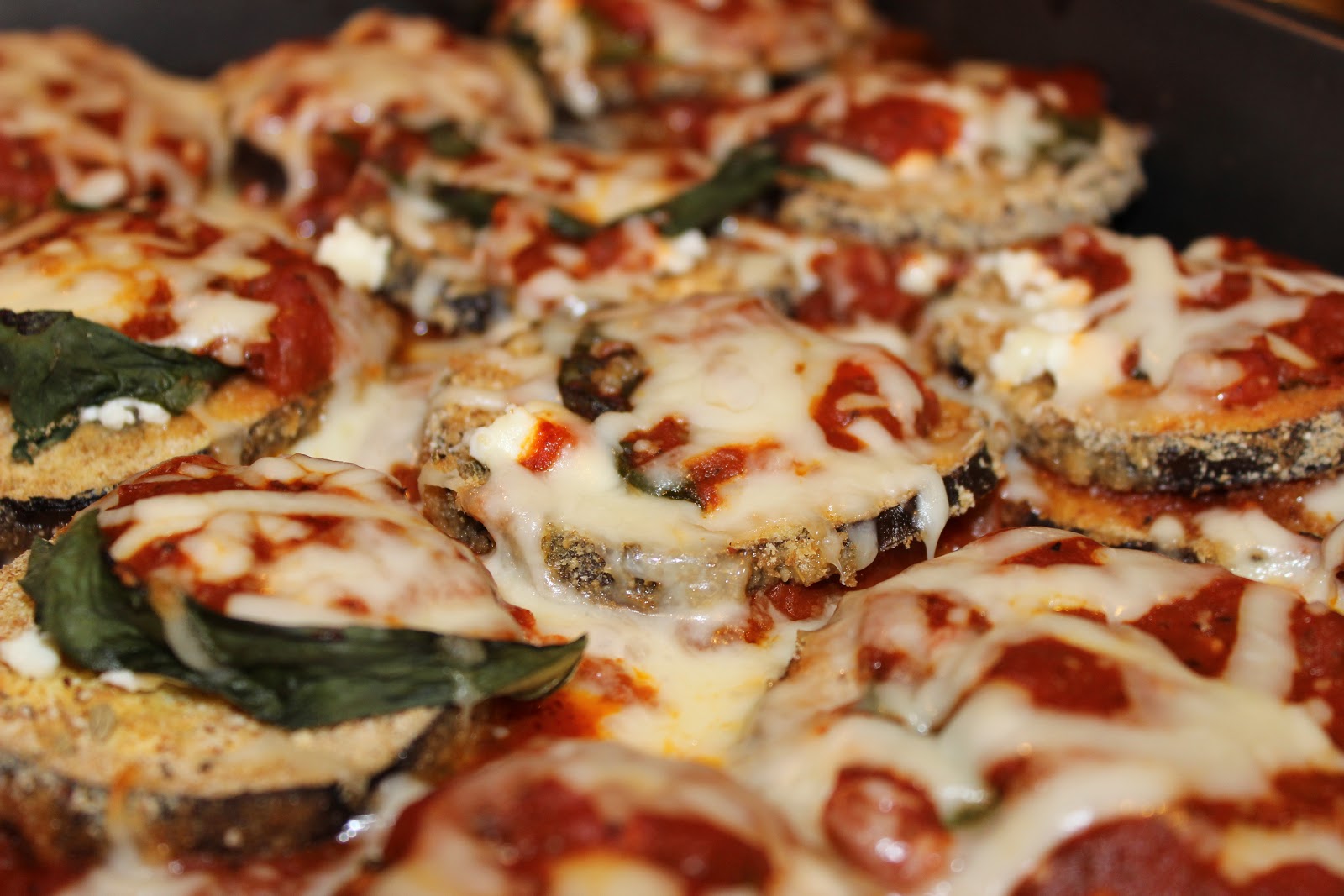 sugar & spice Baked Eggplant Parmesan with Pesto Spaghetti