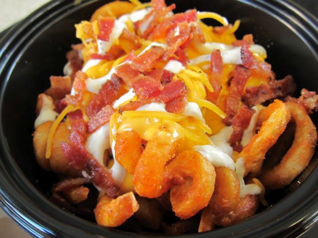 fries curly loaded arby arbys jack box eating topped compared recent
