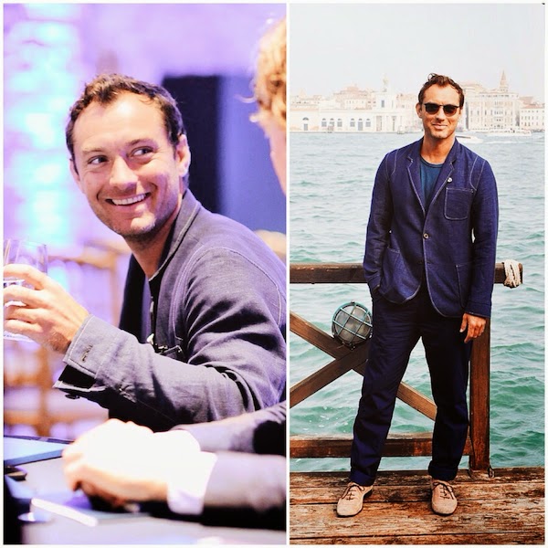 JUDE LAW WEARS OLIVER SPENCER AT JOHNNIE WALKER BLUE LABEL SHORT FILM - THE GENTLEMANS WAGER AT THE VENICE FILM FESTIVAL