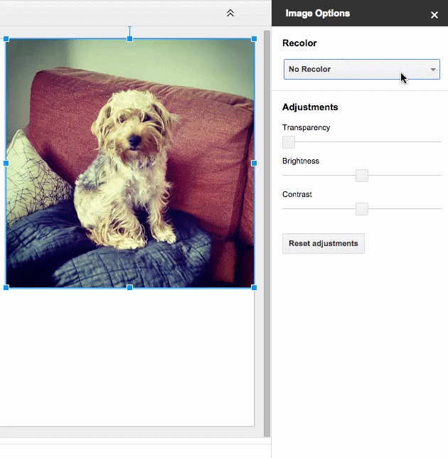 Le nuove opzioni di Google Drive per cambiare la tonalità delle immagini in Presentazioni