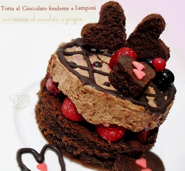torta al cioccolato fondente e lamponi con mousse al cioccolato e zenzero | per re-cake