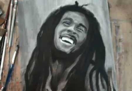 How to Draw - Paint Bob Marley Portrait