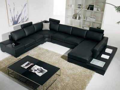 black sectional living room sofa set