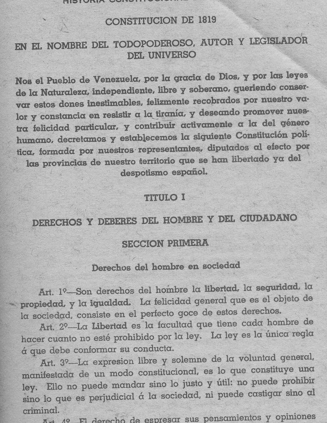 VenezuelaHistoria y Politica Constitución de 1819