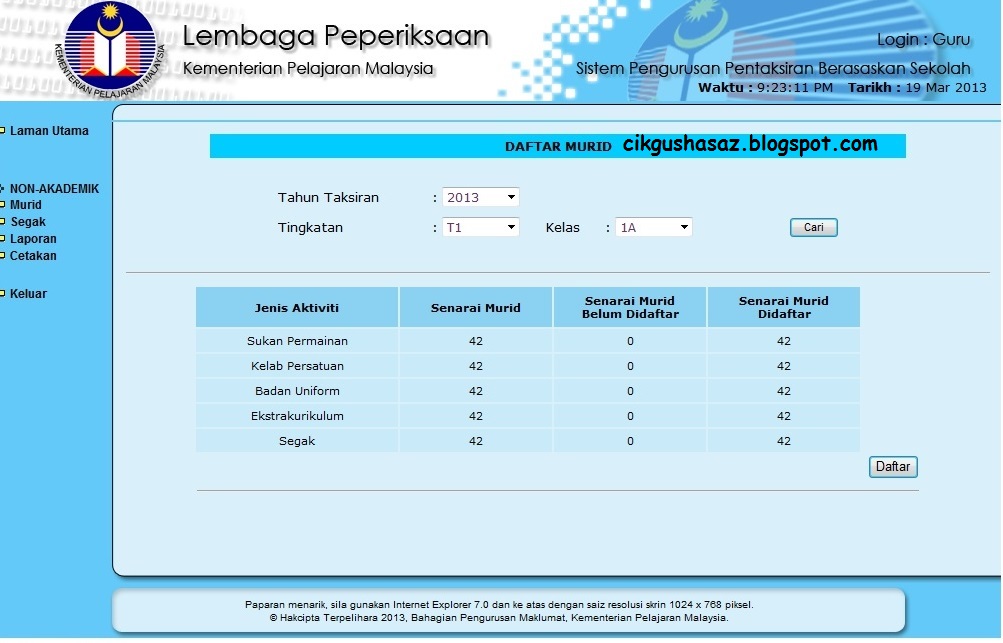 Ta daaa, dah siap daftar pun