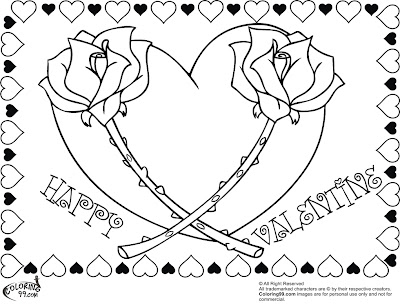 Valentine Heart Coloring Pages Roses
