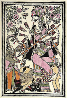Бенгальский лубок - Дурга, победительница Махешасуры