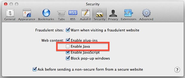 - enable java in firefox