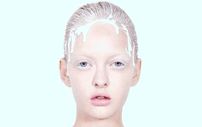 woman with paint dripping down face, gif, smeared makeup, makeup running, applying makeup